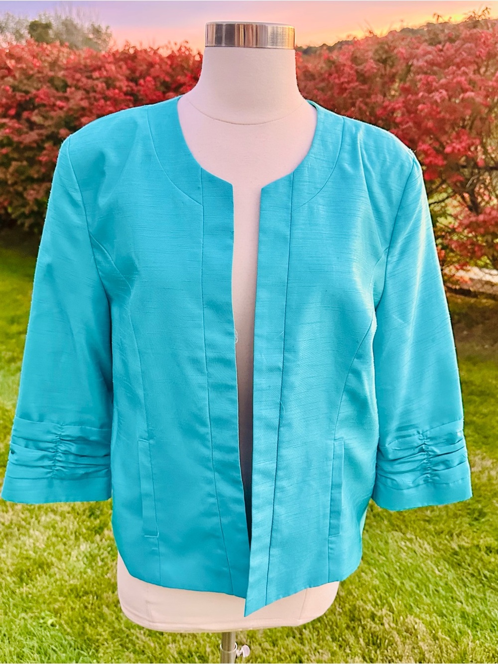Dress Barn Open-Front Turquoise Jacket